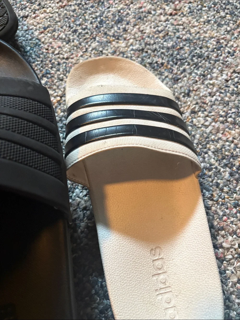 adidas mens Dual-Color Slide Sandals - Black and Cream
